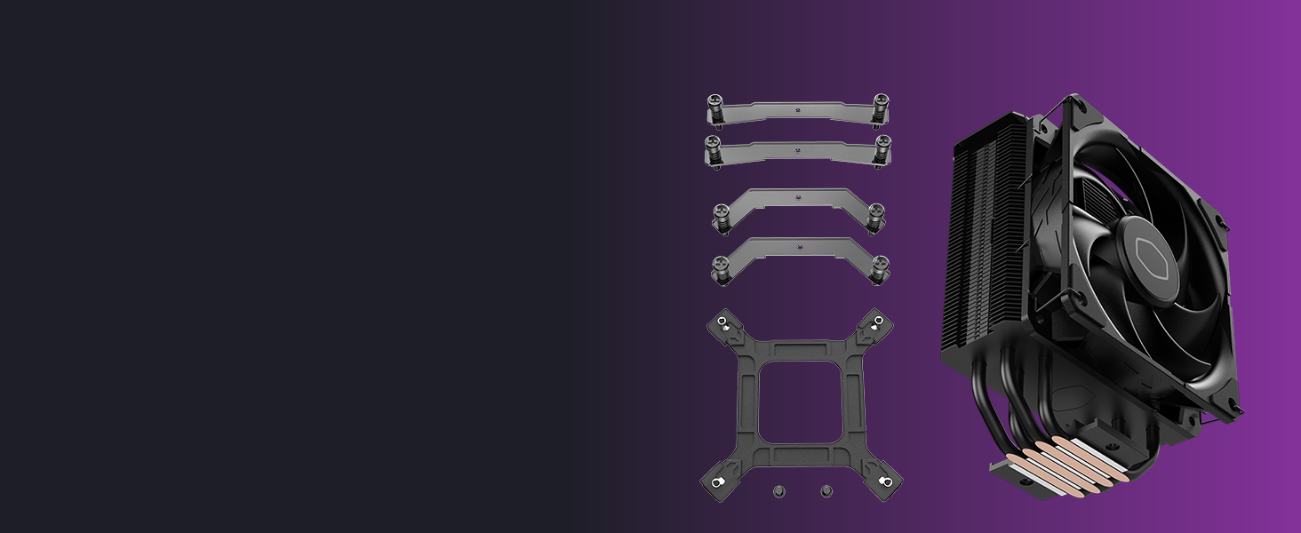 Cooler Master Hyper 212 Black - кулер для CPU з RGB підсвічуванням, LGA1700 & AM5, чорний, з 4 heatpipes