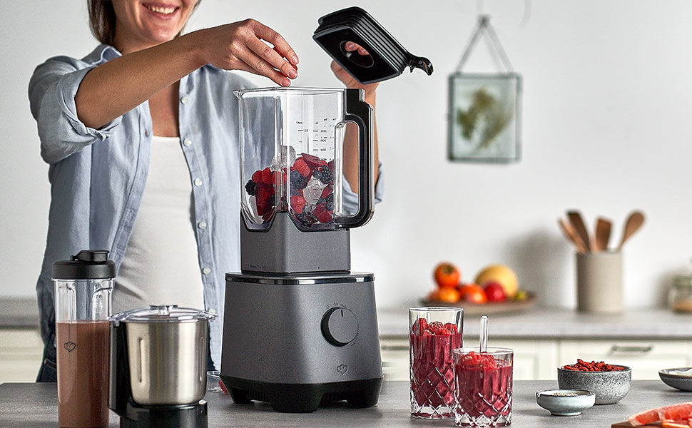 Springlane High-Performance Blender Hanno 2000W - 32,000 RPM, 4 Programs, Self-Cleaning, 2.5L BPA-Free Tritan Container, Stainless Steel & To-Go Bottle Included