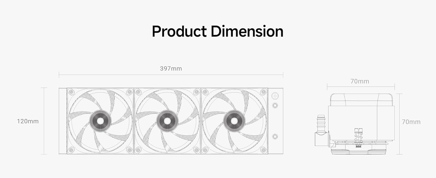 Iota L36 BK AIO: Рідинне охолодження ПК з цифровим дисплеєм, 360мм, для AMD AM4/AM5 та Intel LGA 115X/1200/1700/1851