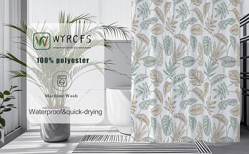 Штора для душу 180x200 см, текстильна, зелена. Матеріал: поліестер, антигрибкова, водонепроникна, з обтяженим краєм, з люверсами та 12 кільцями для душу. Підходить для ванни.