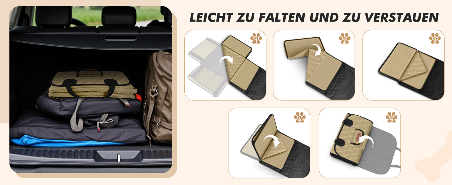 Автокрісло для собак: стабільне, водонепроникне, з підсиленими стінами та ременями безпеки, підходить для собак середніх та малих порід, бежеве