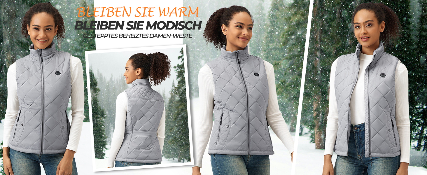 Жіночі грілки Heizwete з акумулятором 16000mAh 7,4V - 9 зон нагріву, 3 температурні режими, для активного відпочинку (сірий, S)