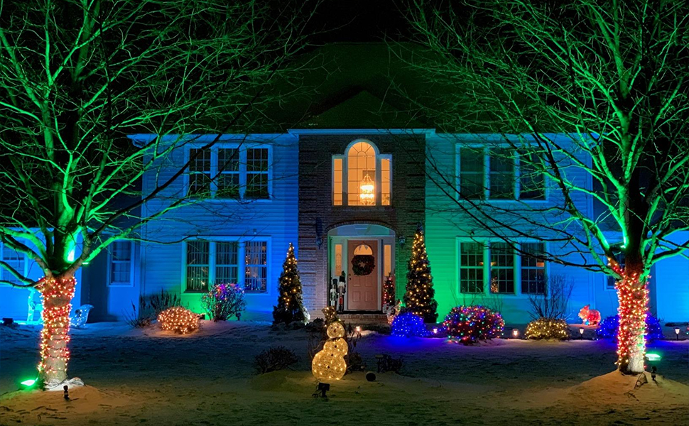 RGB LED прожектор 2 шт 100Вт, Bluetooth, IP66, для вулиці, балконів, саду, атмосферне підсвічування