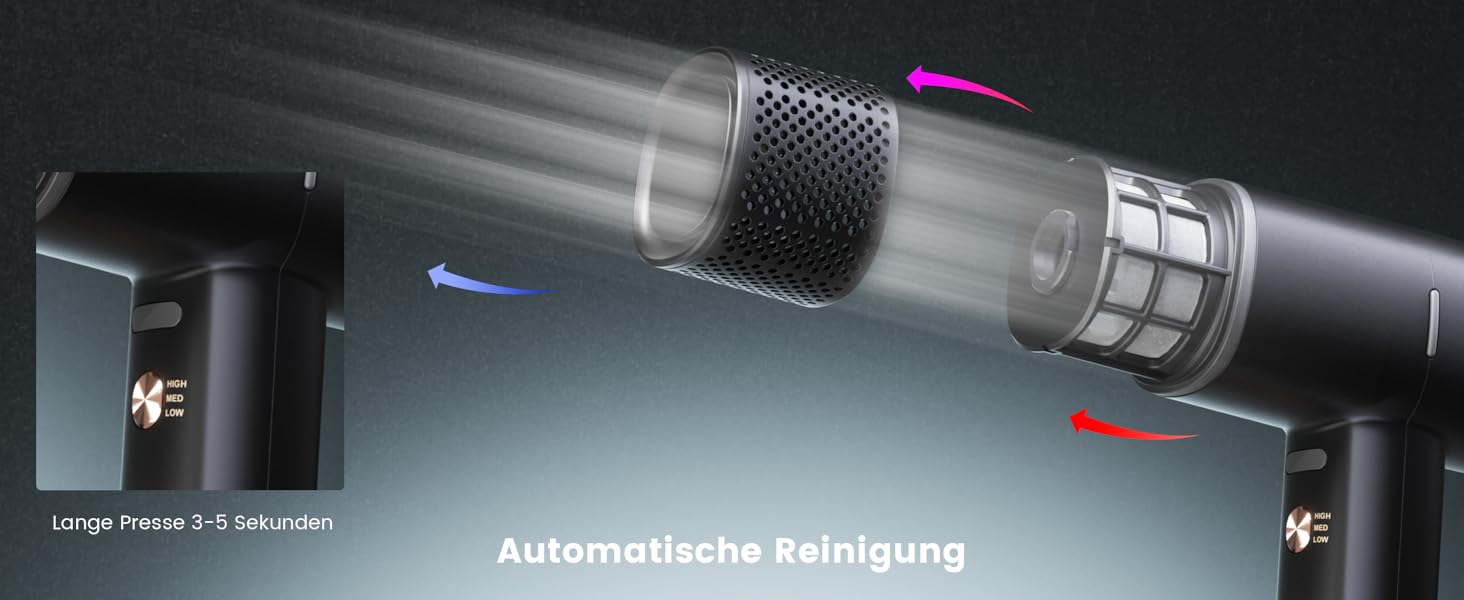 Іонізатор для волосся Föhn: Швидкий фен з дифузором для жінок та чоловіків, 3 режими, 2 швидкості, чорний