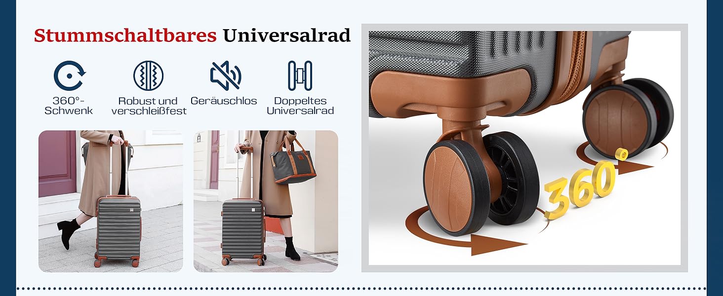 Набір валіз Joyway з ABS-пластику (сірий, ручна поклажа) з TSA-замком, 4 колеса, з сумкою та культурою