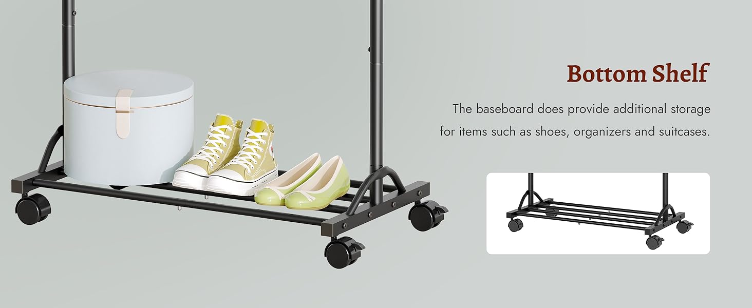 Кледірстанцер FAVOOOSTY на колесах, мобільний, металевий, регульований, чорно-білий, 89.50×39.00×161.20 см