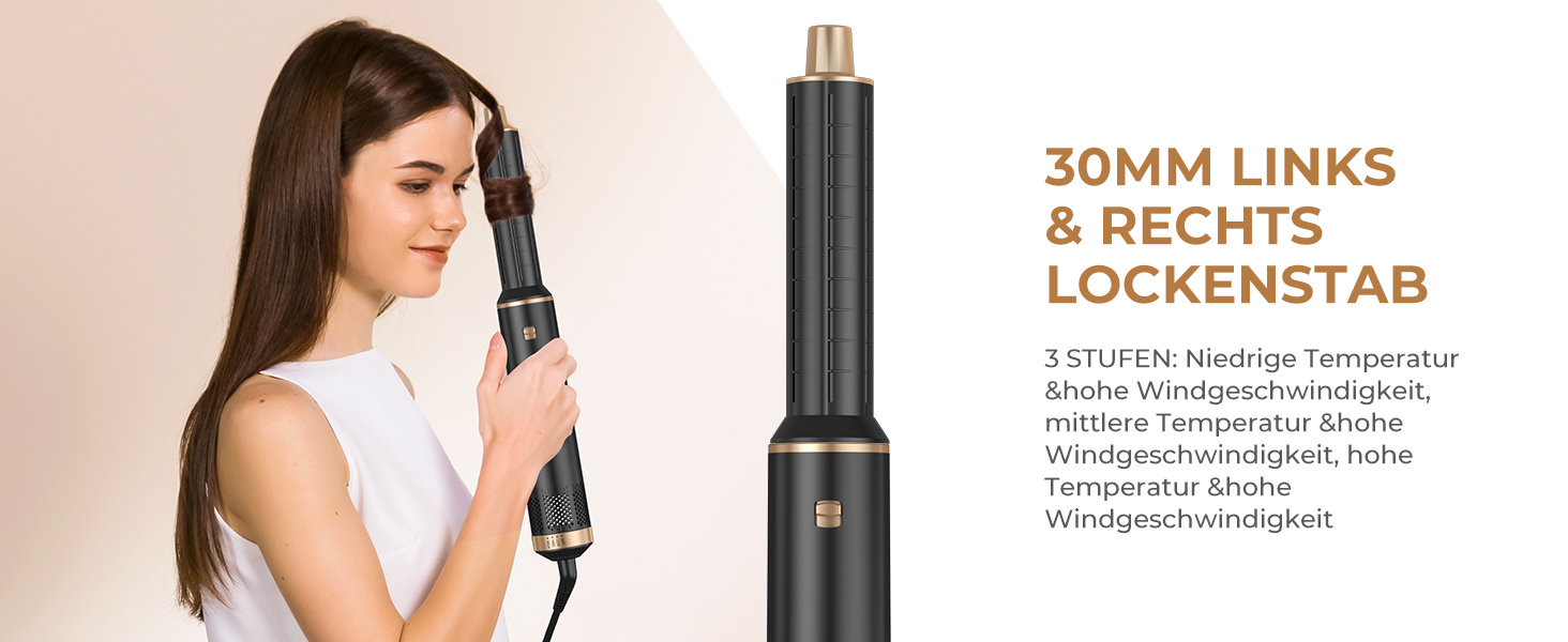 Airstyler Föhnbürste 5 в 1: фен-щітка, 1000W, для створення локонів та об'єму, чорний