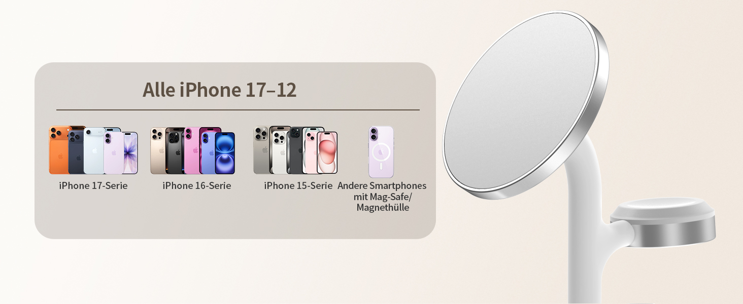 3-в-1 індукційна зарядка для декількох пристроїв, 15W MagSafe зарядка для iPhone 15/14, MagSafe зарядний пристрій для iWatch Ultra 2/1/Series 9/8, AirPods, білий колір