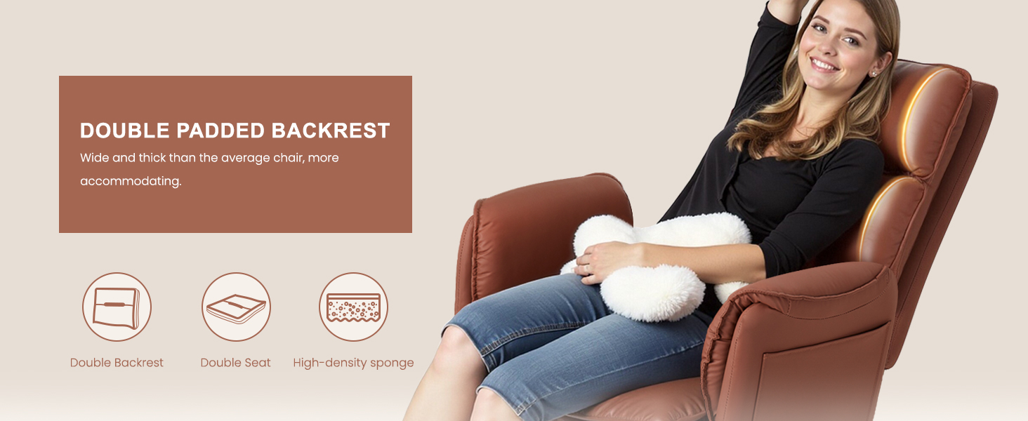 Офісний крісло IWMH з PU шкіри, ергономічний, регульований, з підлокітниками та реклінером 90-135° (колір: коричневий)