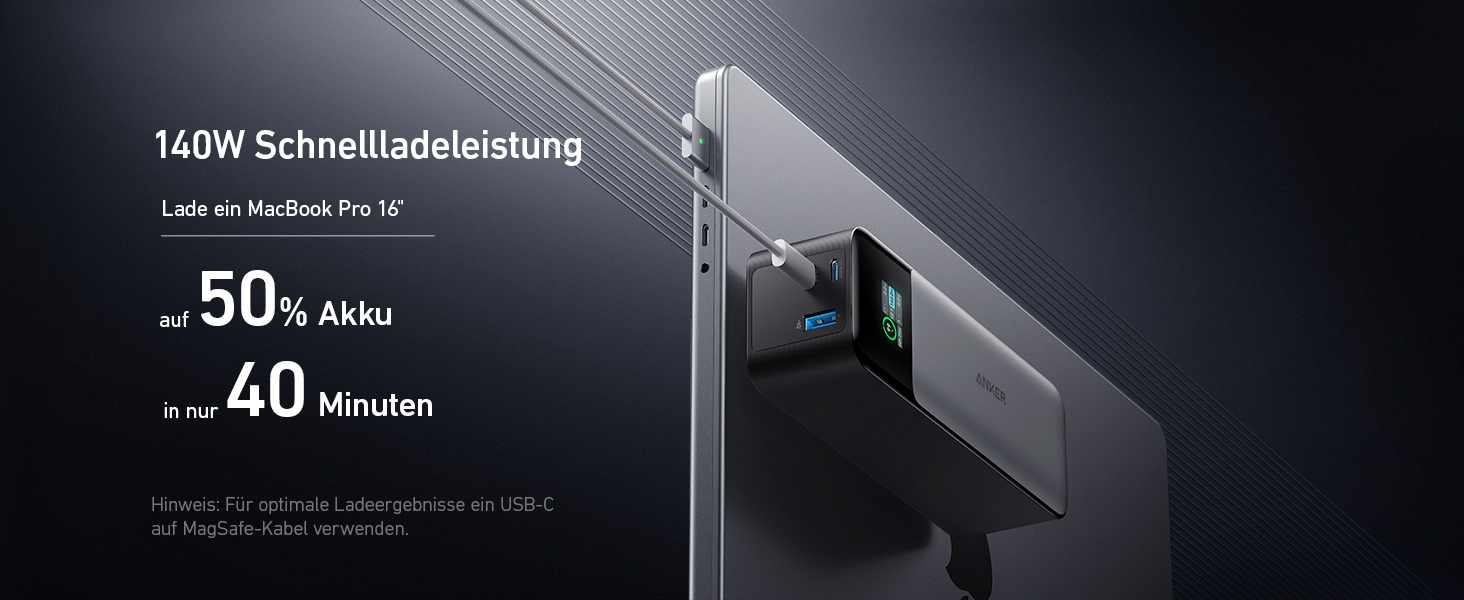 Power Bank Anker 737: 24000mAh, 140W, 3 порти, цифровий дисплей, сумісний з iPhone, Galaxy, MacBook, AirPods