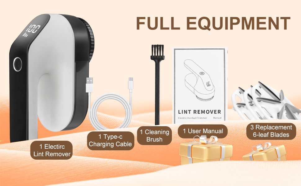 Електричний видалення ворсу Fusselrasierer з LED-дисплеєм, 3 режими потужності, USB, 3 змінні леза, для всіх тканин