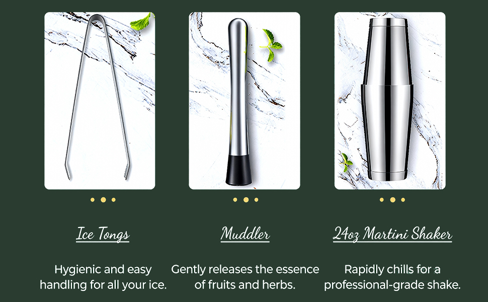 Набір для коктейлів преміум класу Boston Shaker, 16 предметів: шейкер, мадлер, відкривачка для пляшок, аксесуари для бару (чоловікам та жінкам)