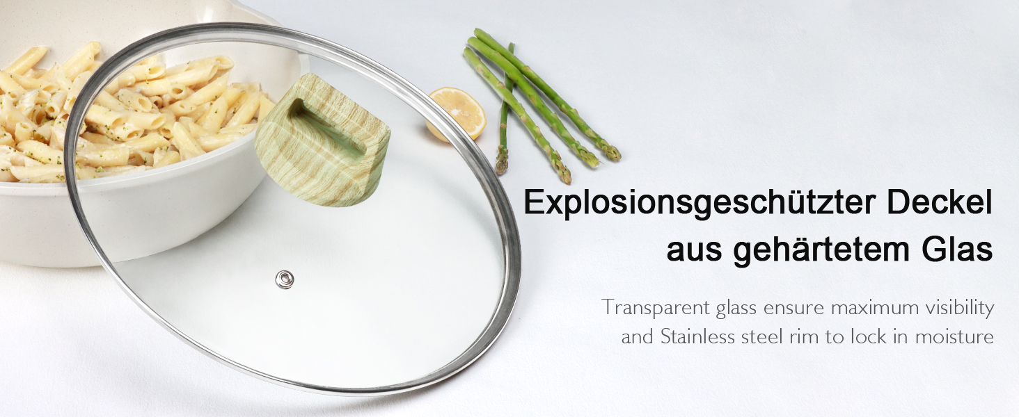 Набір посуду GiPP 17-ти частинний: каструлі, сковорідки з антипригарним покриттям, сковорідки 24+28 см, каструля 4.2 л, каструлі 16+18 см, сковорода для омлету з 4-ма отворами, лопатка та ложка, підходить для всіх типів плит (білий)