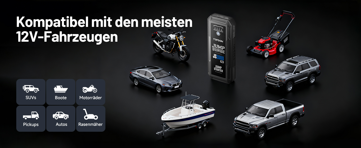Powerbank TOPDON JS3000 для запуску двигуна, 24000mAh, 12V, для бензинових та дизельних двигунів до 9.0L та 7.0L
