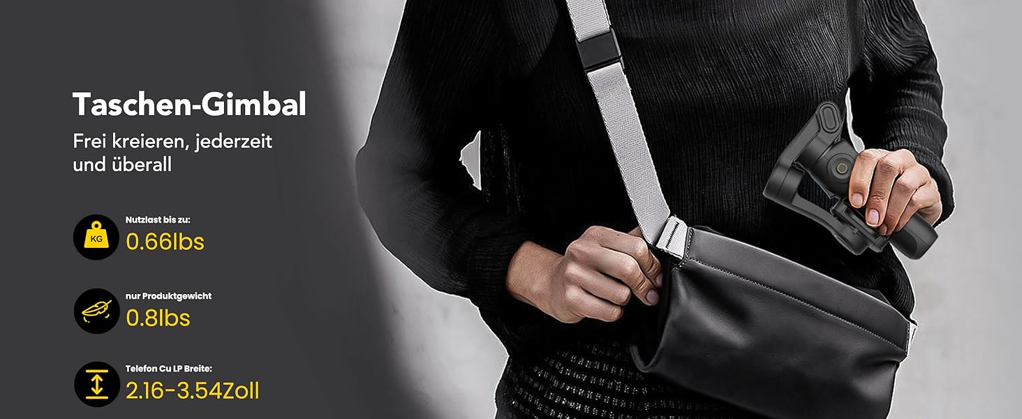 Стабілізатор для телефону Smart V8 Black з 3-осьовою стабілізацією та 7.8-дюймовою штангою, AI-трекінг, OLED-дисплей, кнопка зйомки