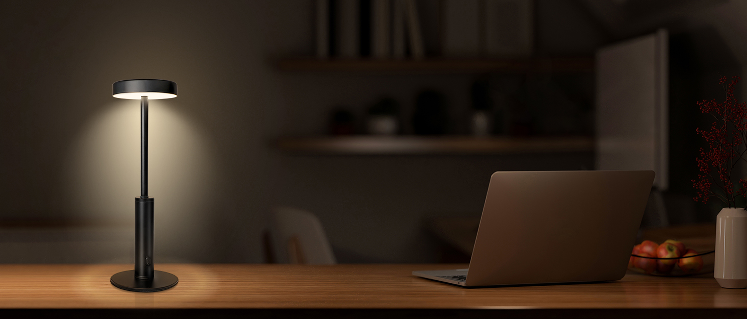 LED-лампа настільна бездротова, акумуляторна, 3 кольори, RGB, регульована яскравість, сенсорне керування, чорна. Підходить для вітальні, спальні, ресторану, вечірки, кав'ярні.