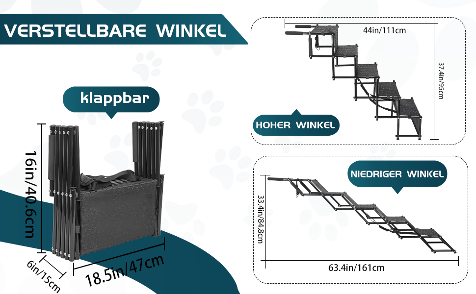 Сходинка для собак OUUTMEE: 4-ступенева, складана, з антиковзким покриттям, для маленьких та великих собак до 80 кг, підходить для авто та SUV