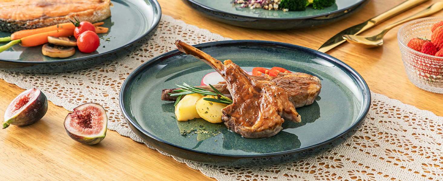 Vancasso Starry 24-Piece Stoneware Dinnerware Set - 6 Person Blue Tableware Set with Plates, Bowls & Dessert Plates