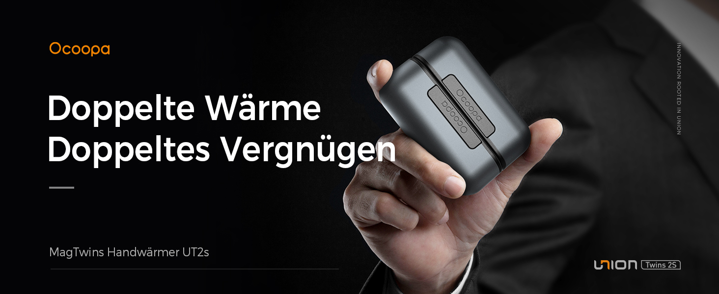 Електричний грілка для рук OCOOPA MagTwins, 10000 mAh, 2 шт., 4 режими нагріву, USB power bank для зими, чорний