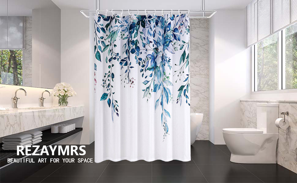 Шторка для душу REZAYMRS, 180x200 см, водонепроникна, з 12 гачками, поліестер, зелена, для ванної кімнати