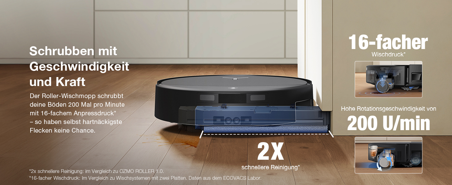 Робот-пилосос з функцією вологого прибирання ECOVACS T90 PRO Omni, 30 000 Па, PowerBoost, чорний