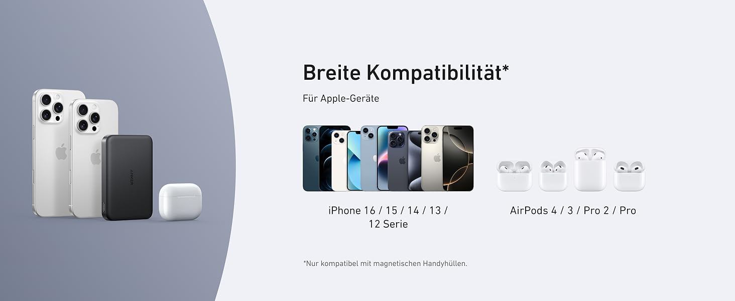 Anker MagGo Powerbank 10000mAh: Qi2, MagSafe, портативний зарядний пристрій для iPhone 16/15/14/13, чорний