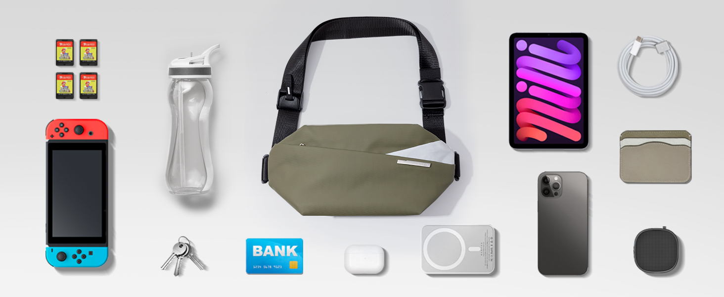 Сумка на плече Inateck, оливковий колір, водонепроникна, для чоловіків та жінок