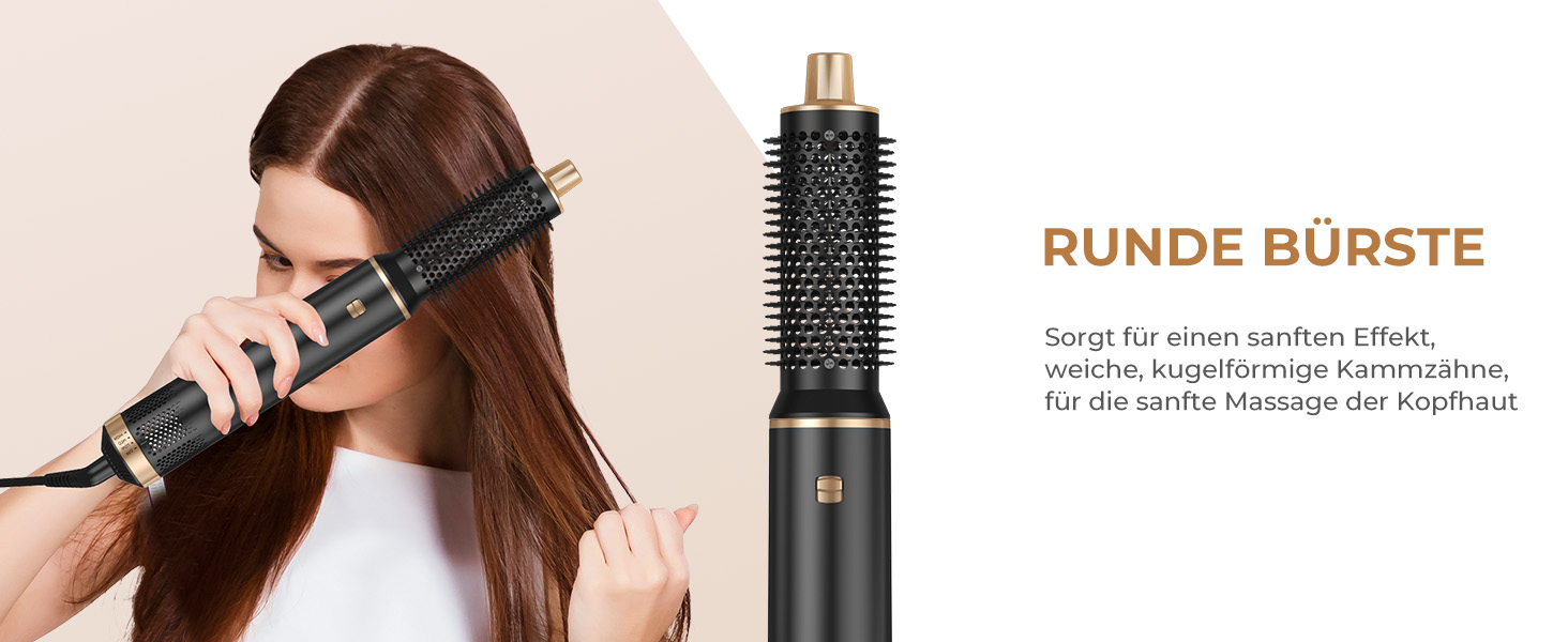 Airstyler Föhnbürste 5 в 1: фен-щітка, 1000W, для створення локонів та об'єму, чорний