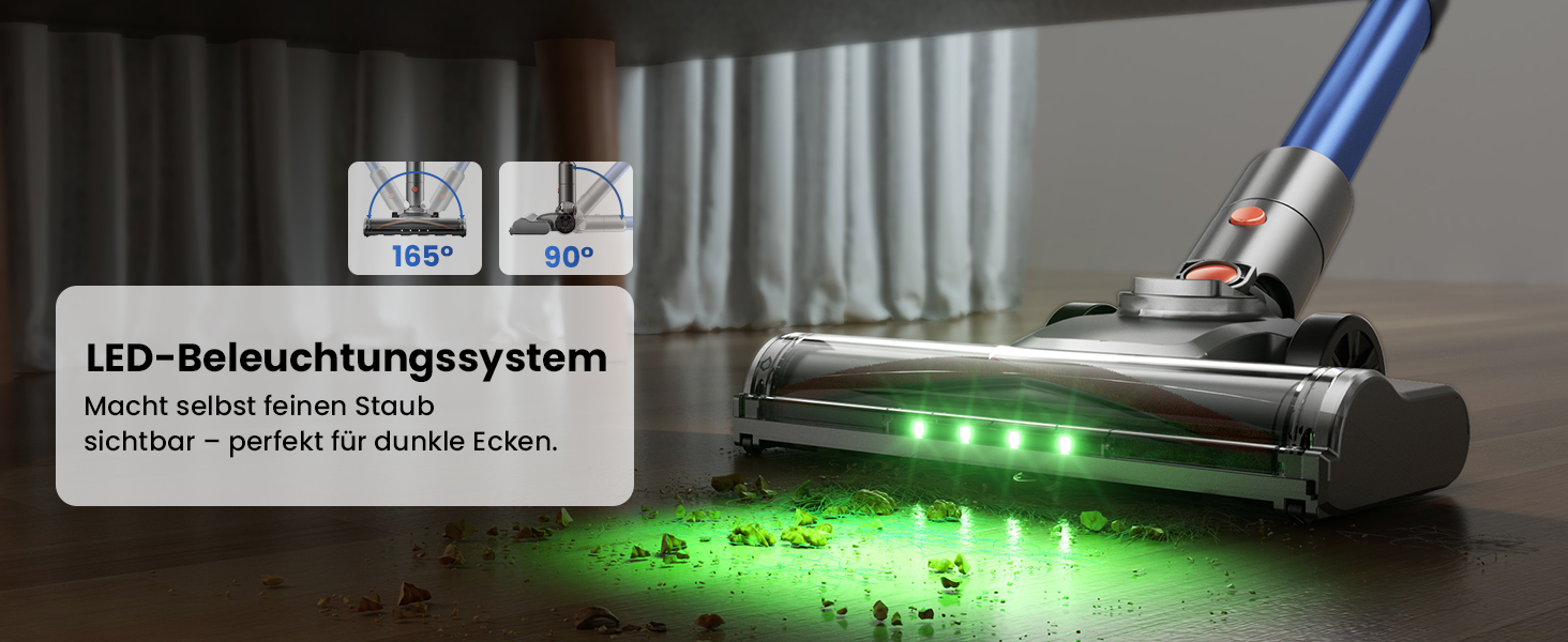 Бездротовий пилосос Dzaki 45000Pa з акумулятором, дисплеєм та антизаплутувальною насадкою для килимів, твердих підлог та шерсті тварин