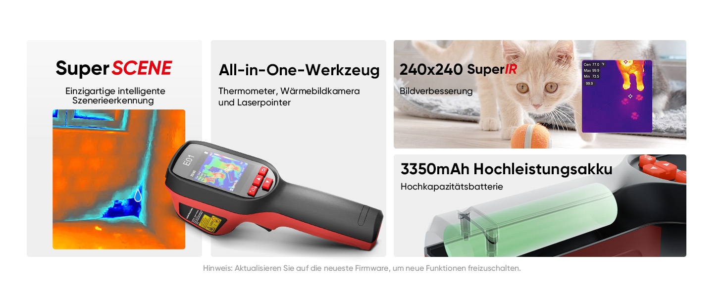 HIKMICRO E01 Тепловізійна камера SuperIR: портативна інфрачервона камера з лазерним покажчиком, роздільна здатність 240x240, діапазон температур -20°C - 400°C, частота оновлення 20Hz