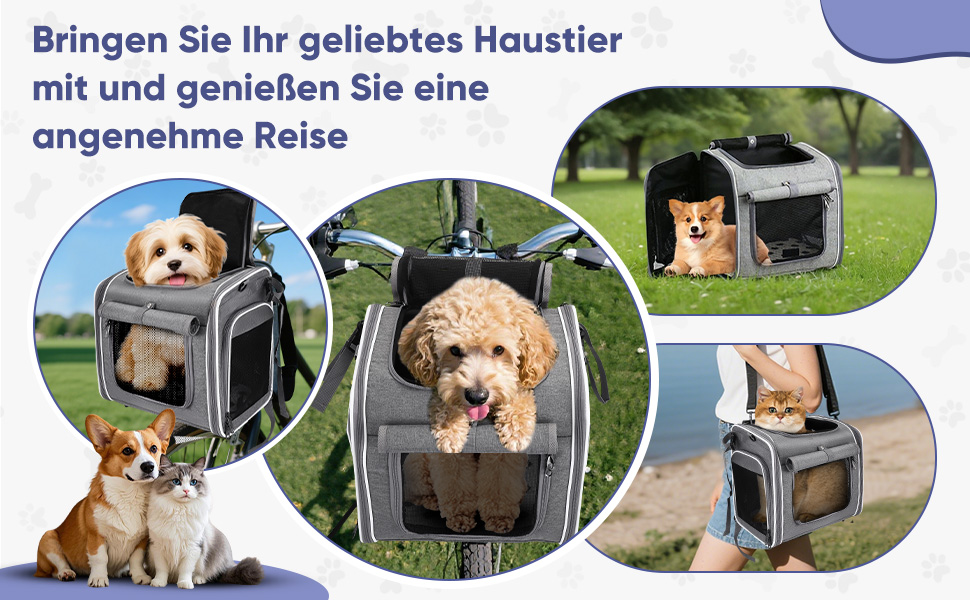 Корзина для собак на велосипед 4-в-1, розширювана сумка-рюкзак, з сітковими вікнами та дверима, для котів та собак