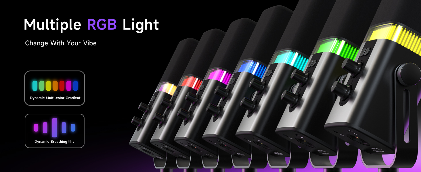 Професійний USB/XLR мікрофон Mailangshi для подкастів, стрімінгу та ігор з RGB підсвіткою та металевим корпусом