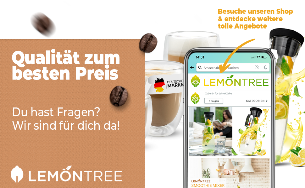 Набір чашок для капучино Lemontree 4 шт, 250 мл - професійна якість, термостійкість, можна мити в посудомийній машині