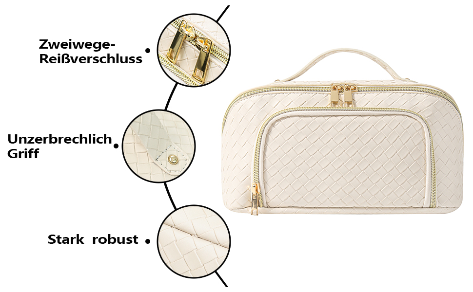 Косметичка для макіяжу велика водонепроникна з PU-шкіри, для подорожей, чорна вінтажна