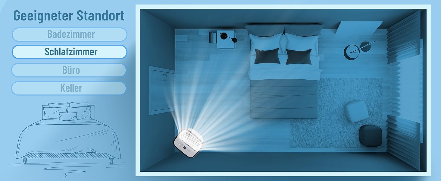 Noaton® DF 4212: Електричний осушувач повітря 13,2 л/24г з відводом, автовимкненням, тихий, для 45 м², таймер, бак 2,1 л, для квартири, підвалу