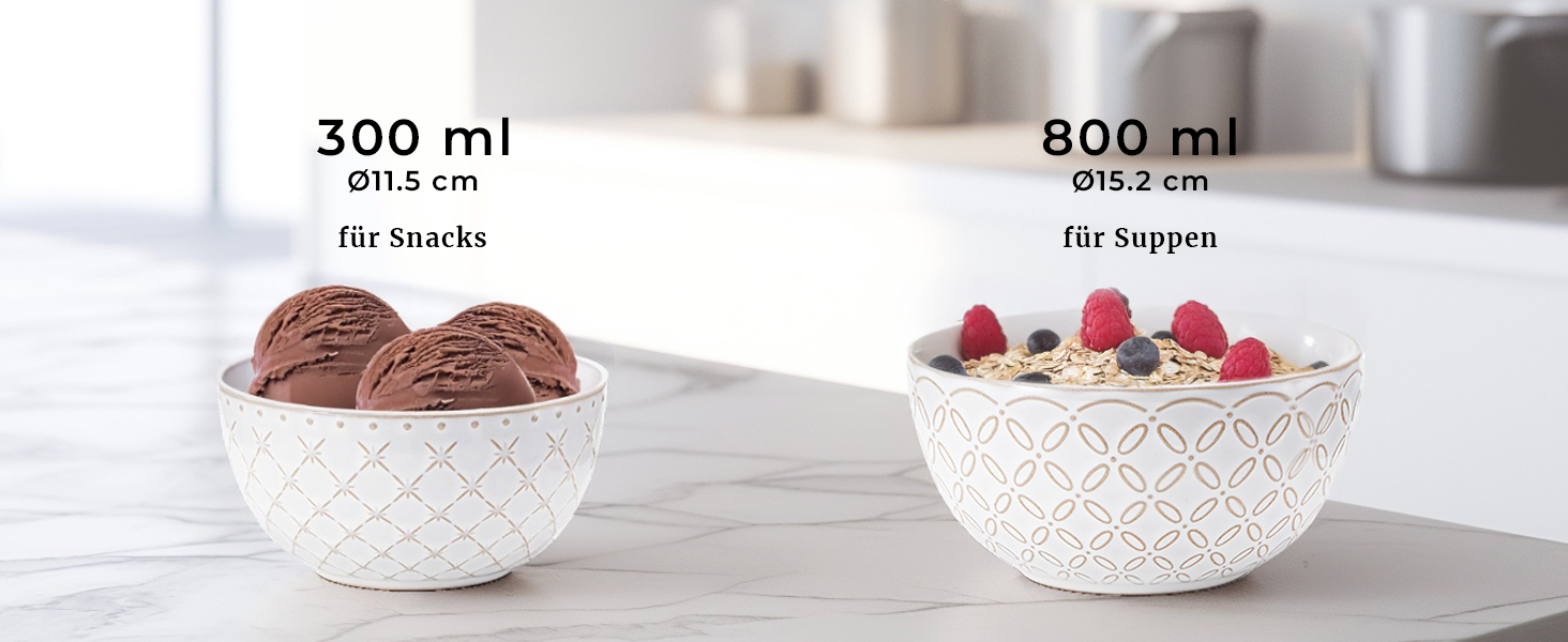 Набір мисок DOWAN для мюслі, 6 шт., 680 мл. Великі миски для мюслі, вечері, супу, салату. Яскраві миски для сервірування на Різдво.