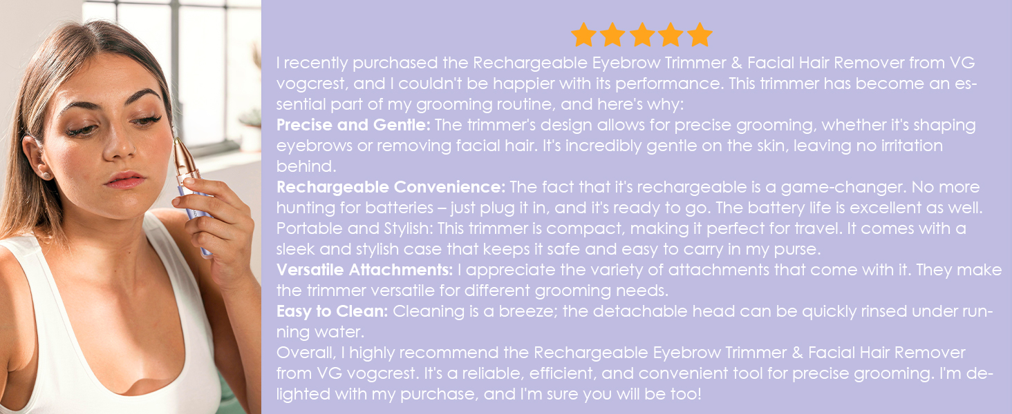 Триммер для обличчя та брів VG VOGCREST 2-в-1 з LED-підсвіткою (Рожеве золото, Фіолетовий)