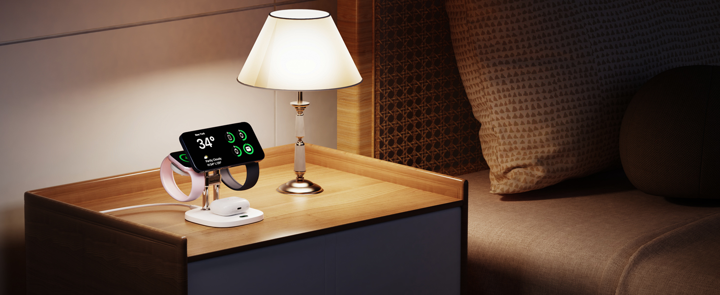 Зарядний пристрій 2 в 1 для Apple Watch та iPhone, SwanScout 709M (Білий)