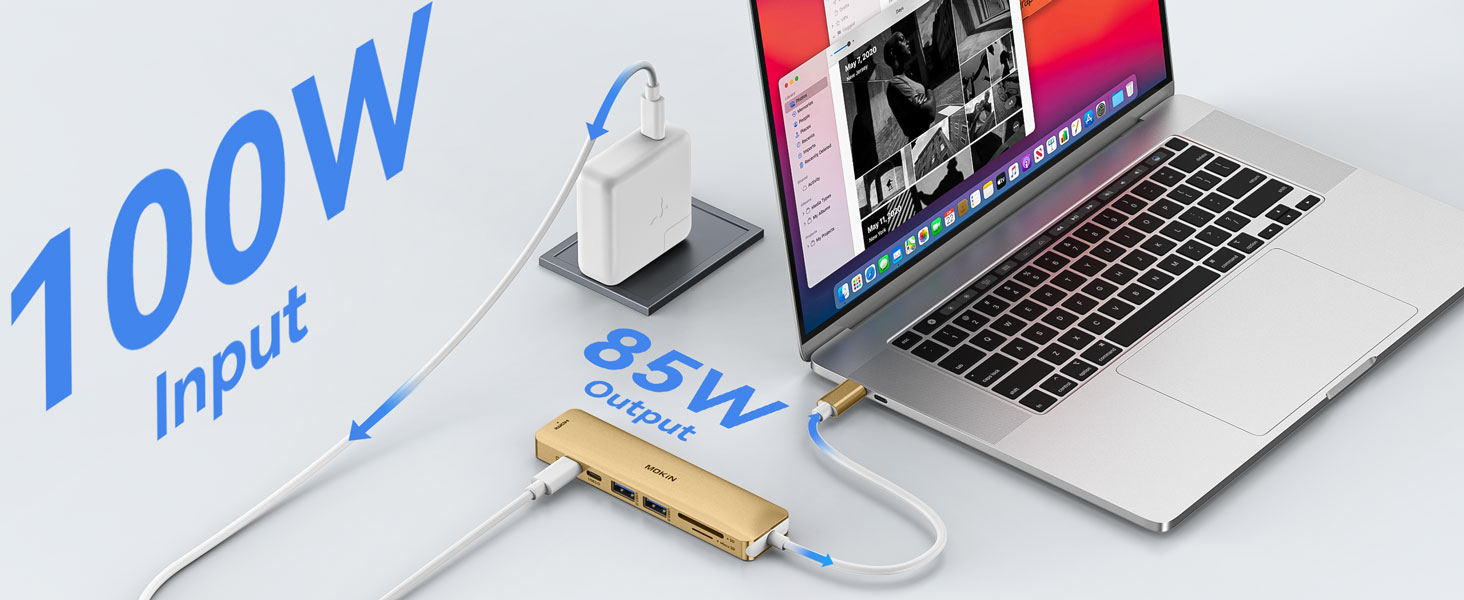 MOKiN USB-C хаб 6 в 1: HDMI 4K, 2xUSB 3.0, USB 2.0, SD/MicroSD, для MacBook, XPS та інших пристроїв