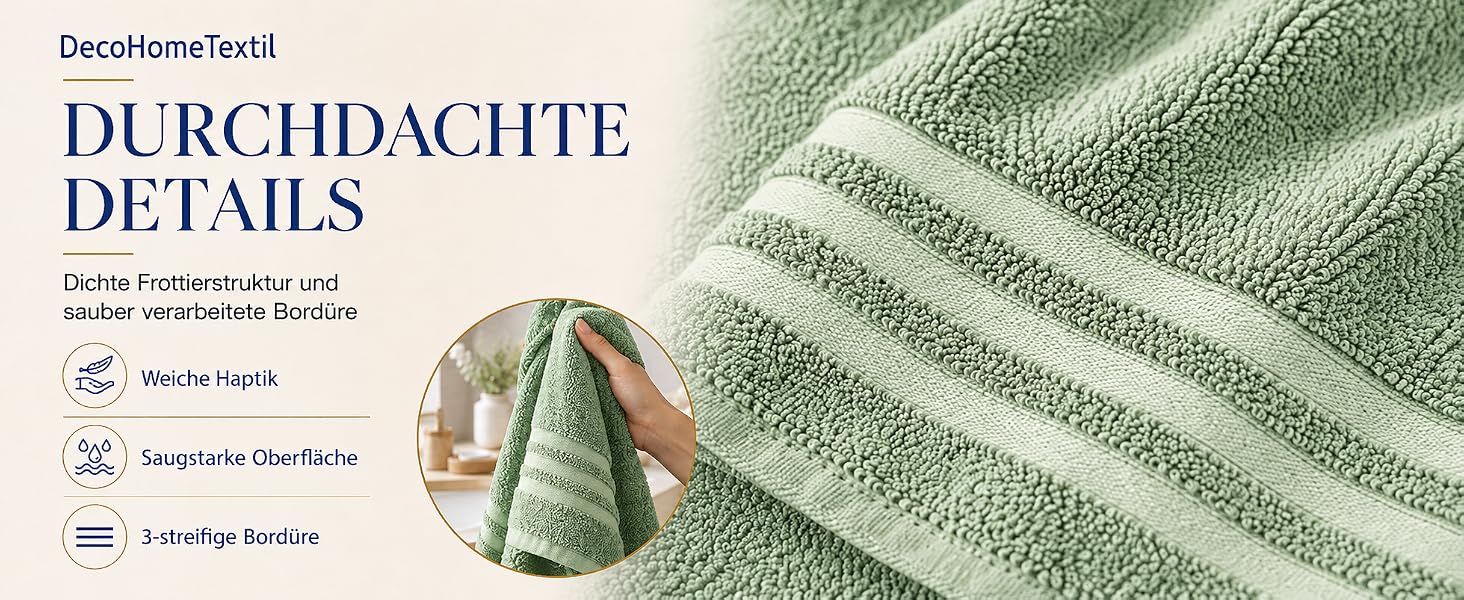 Набір рушників для рук DecoHomeTextil Eco (6 шт), 50x100 см, бірюзовий — екологічний махровий сет, м'який та гігроскопічний