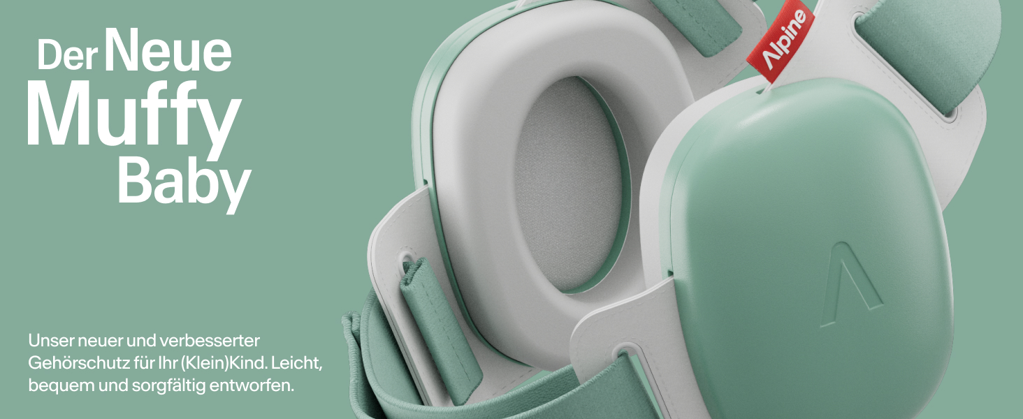 Навушники Alpine Muffy Baby Klassik для захисту слуху малюків, чорного кольору, регульоване антиковзне обруч до 36 місяців, безпечно протестовано в Німеччині, запобігають пошкодженню слуху, комфортне зелене обруч