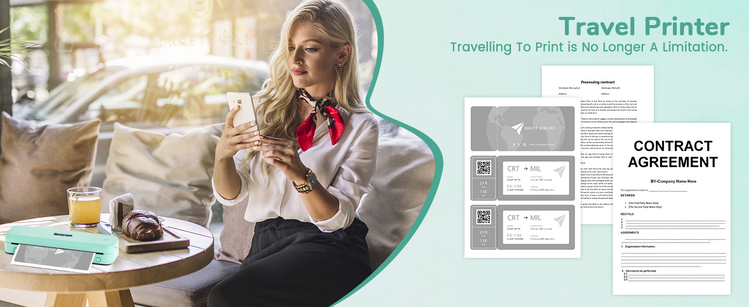 Термодрук Phomemo M834 A4: мобільний принтер для офісу, дому та школи, сумісний зі смартфонами та комп'ютерами