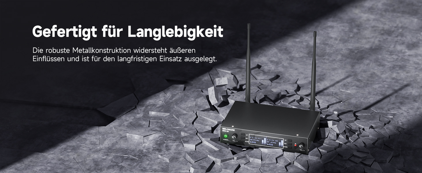Система бездротового мікрофону Dual Channel MELONARE, професійний комплект, UHF, дальність 100 м, для співу, караоке, церкви