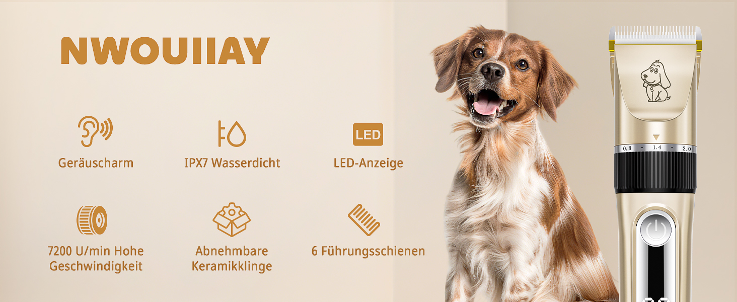 Професійна машинка для стрижки тварин IPX7: тиха, бездротова, для собак та котів. Підходить для всіх типів шерсті