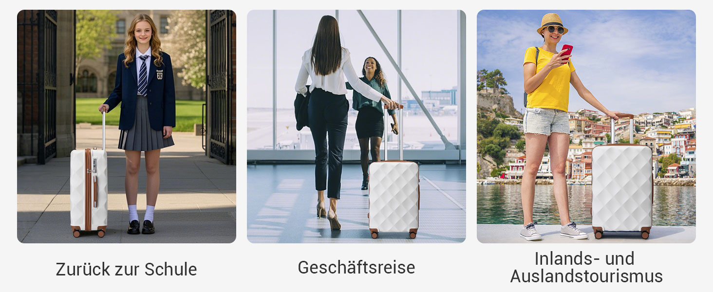 Чемодан British Traveller Hartschalenkoffer Groß, 74.5 x 49 x 30.5 см, з ABS + PC, TSA-замок, 4 колеса, для подорожей та бізнесу (Крем, M)