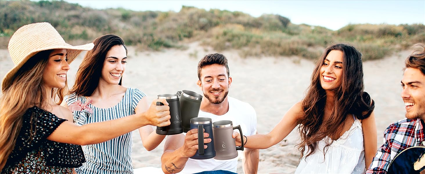 Термокружка для пива Ideus® 710мл з нержавіючої сталі, 24oz, для Октоберфесту (Морська синя)