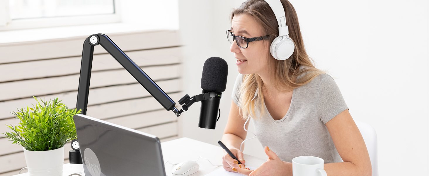 Кріплення для мікрофона YOUSHARES з поп-фільтром - настільний кронштейн для Shure SM7dB та інших мікрофонів