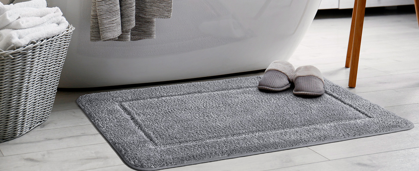 Набір килимків для ванної кімнати SOANNY (2 шт.), мікрофібра, антиковзаючі, швидковисихаючі, сірий. Розміри: 53x86 см та 50x50 см