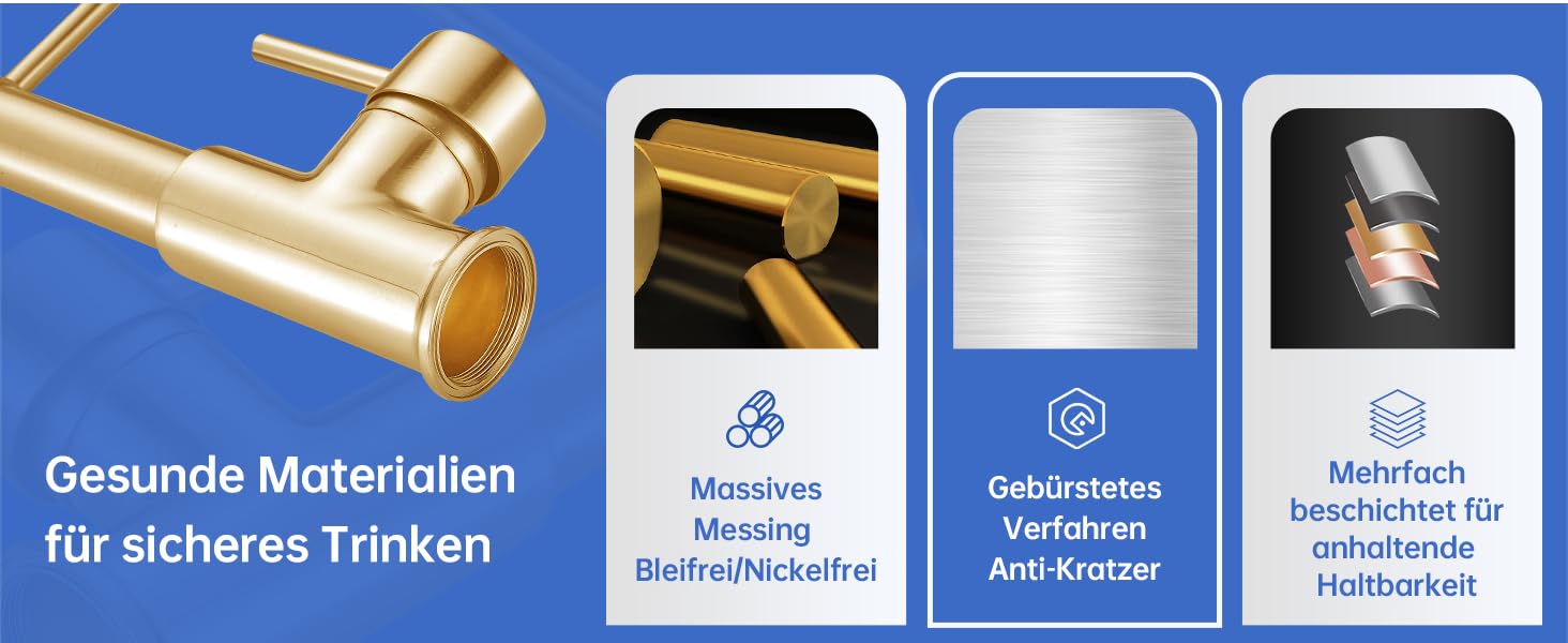 Кухонний змішувач Appaso з висувною лійкою, високотискний, 2 режими, 360° обертання, нержавіюча сталь, без свинцю та нікелю