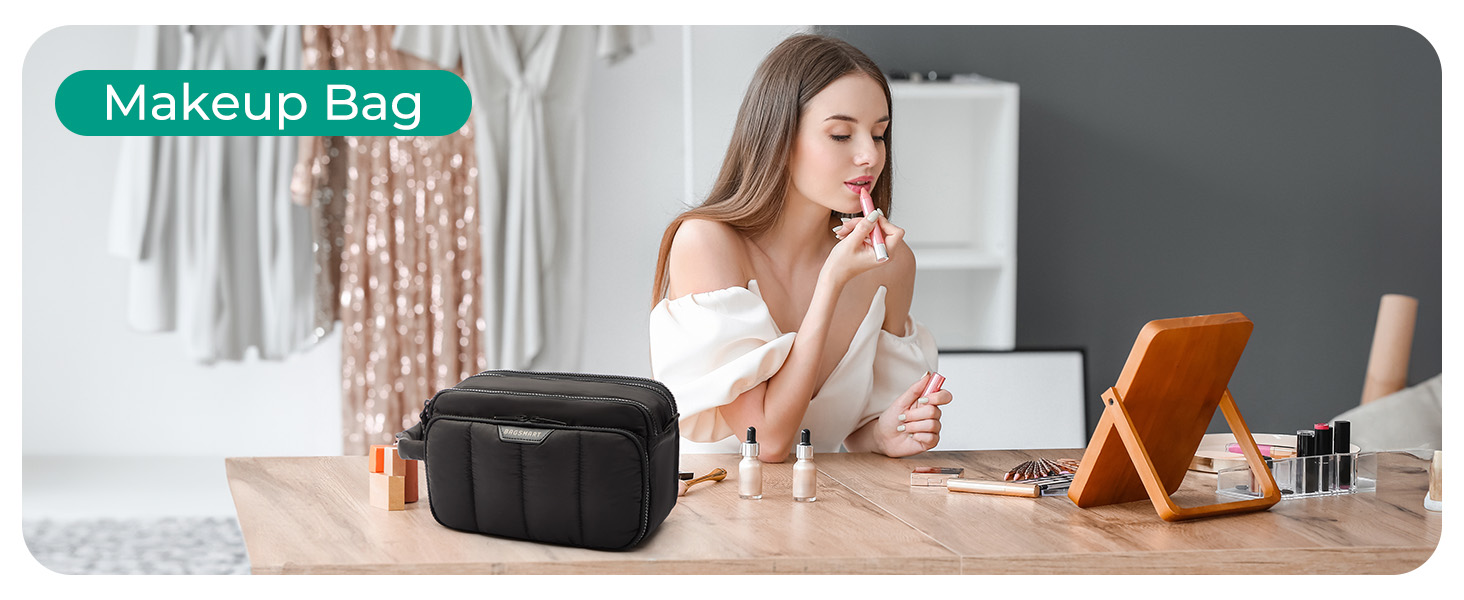 BAGSMART Косметичка для подорожей, органайзер для макіяжу та туалетних аксесуарів, чорна